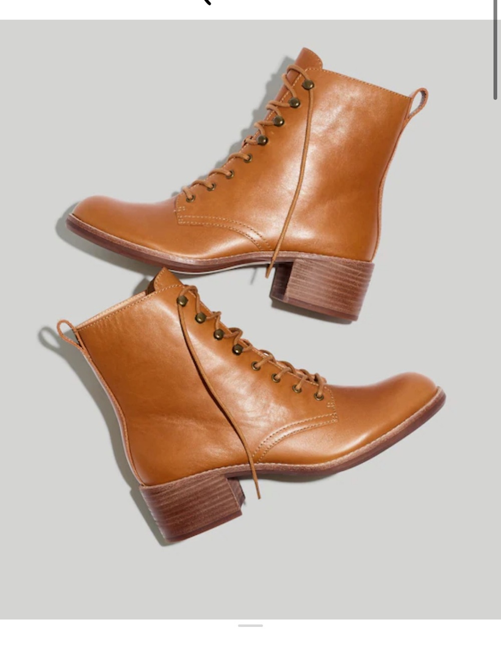 Madewell The Patti Cognac Lace-Up Leather Ankle Boots